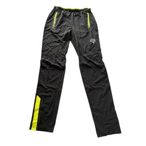 Polo Sport Ralph Lauren Y2K Reflective Track Pants Mens Small Black Neon Yellow